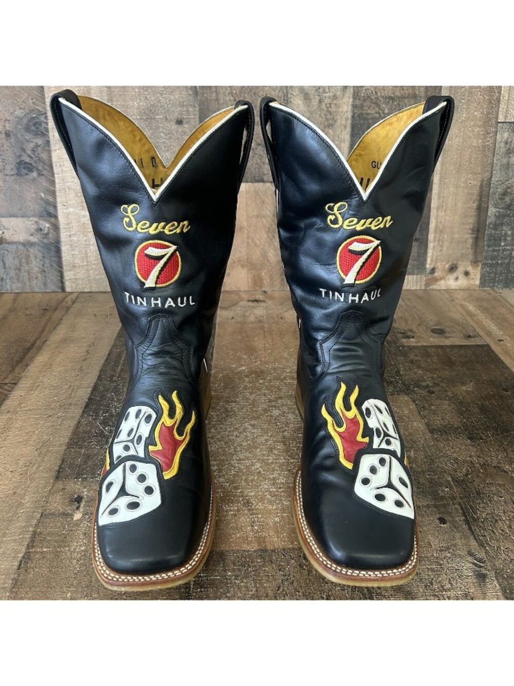 Tin Haul Seven Eleven 7 11 Dice Flames Western Cowboy Boots Mens 11 D